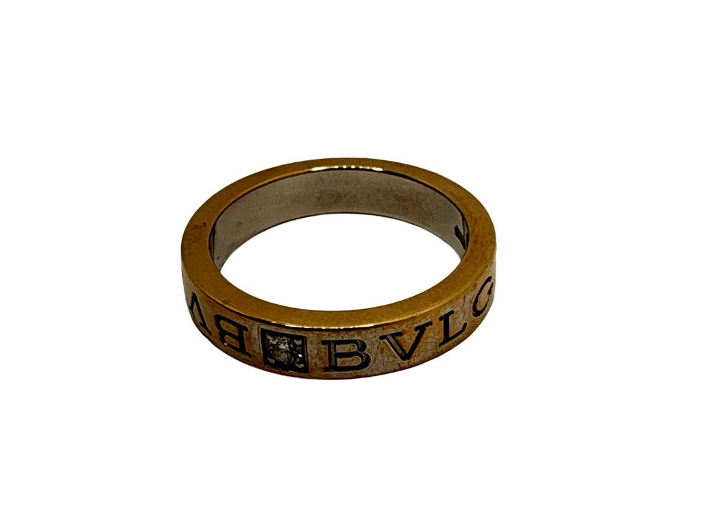 BVLGARI/ブルガリ K18 ダブルロゴ 1Pダイヤ リング - 買取専門リライト 
