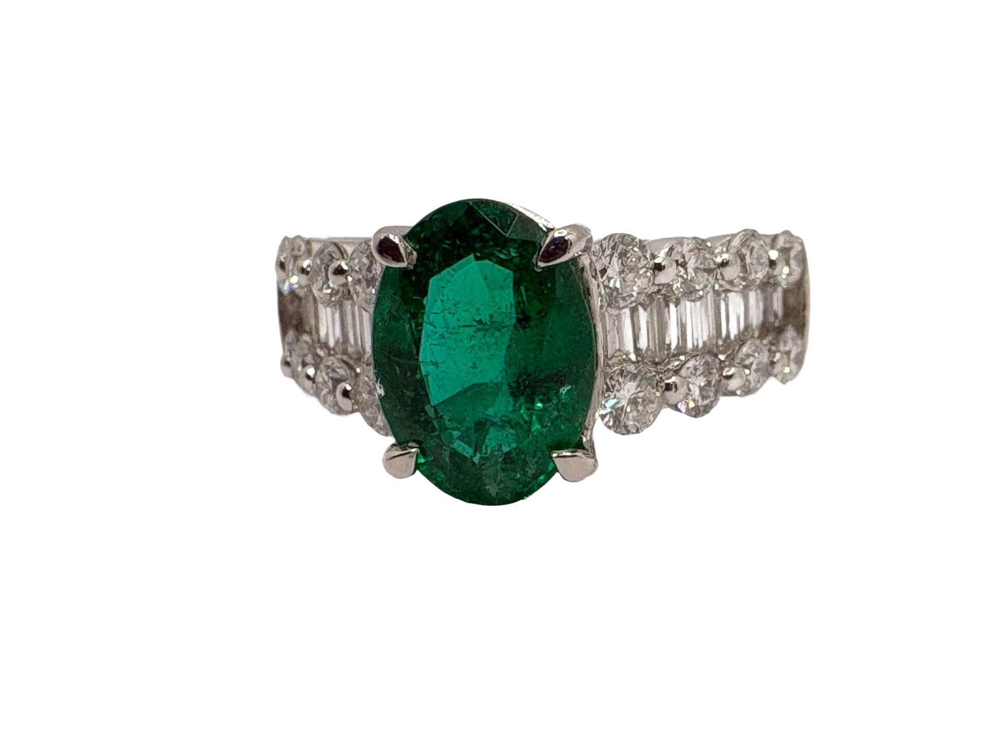 プラチナ　pt900 リング　エメラルド　ダイヤ　11号　近鉄百貨店 Pt900 エメラルド1.51ct ダイヤ0.7ct リング - 買取専門店リライト