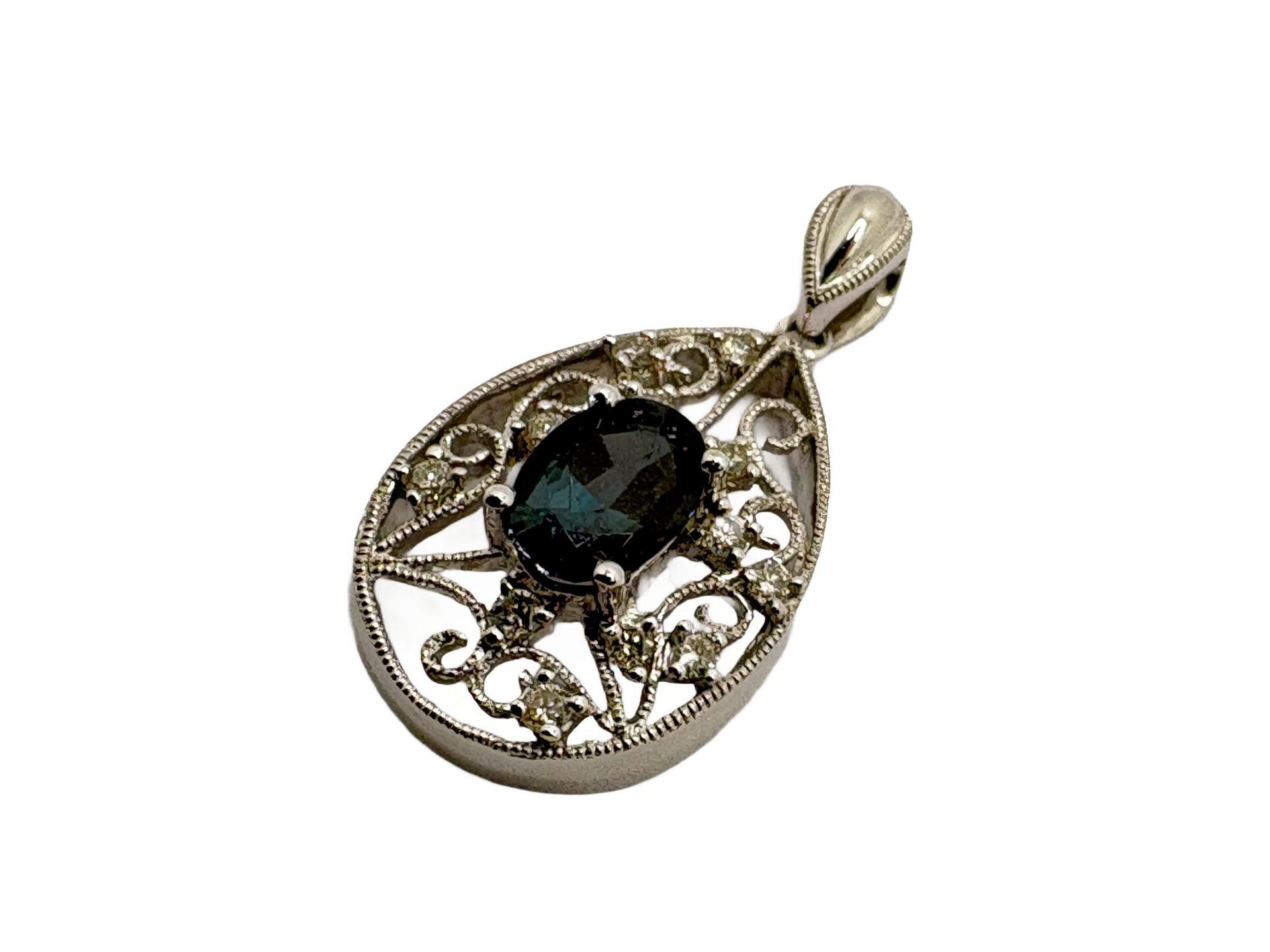 K18WG アレキサンドライト0.92ct ダイヤ0.10ct トップ - 買取専門店 