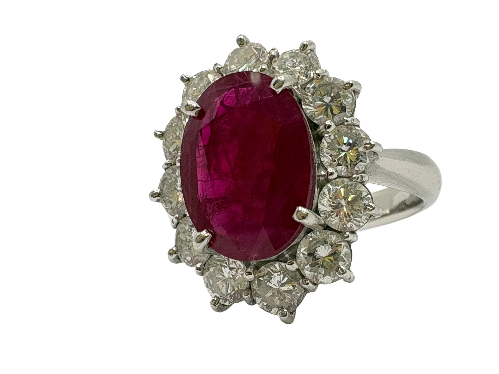 Pt900 ルビー4.56ct ダイヤ2.05ct フラクチャー含侵処理 リング - 買取