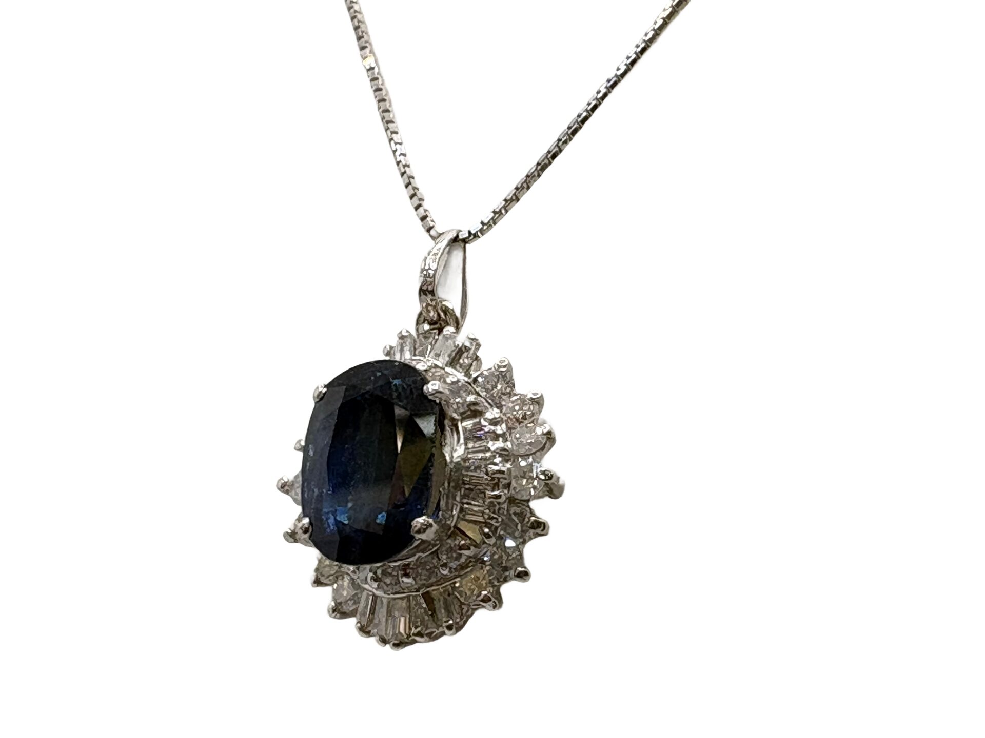 Pt900 サファイア2.12ct ダイヤ1.01ct ネックレス - 買取専門店